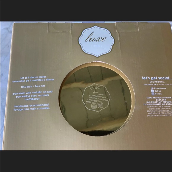 CIROA LUXE DINNER PLATES GOLD METALLIC PORCELAIN - Picture 7 of 7